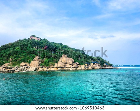 Island view with clear sea view background, image picture