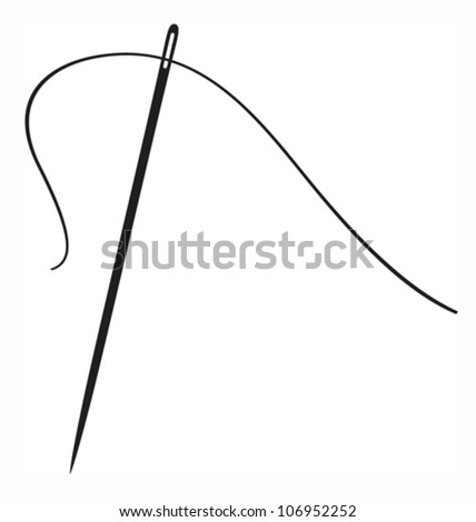 a vector illustration of a sewing needle with thread Royalty-Free Stock Photo #106952252