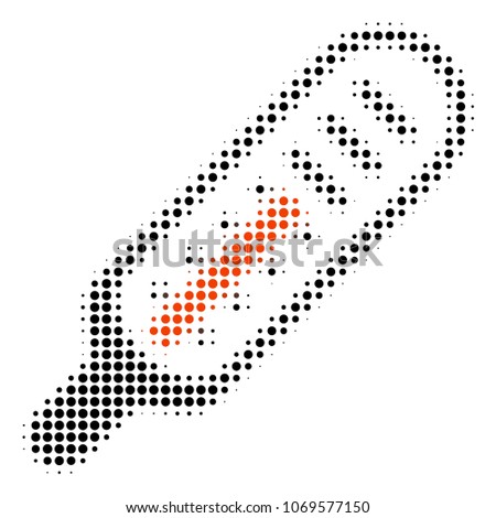 Thermometer halftone vector icon. Illustration style is dotted iconic Thermometer icon symbol on a white background. Halftone pattern is circle elements.