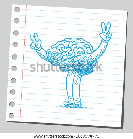 Brain showing victory gesture