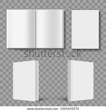 Set of blank book cover template. Isolated on transparent background. Stock vector illustration. Royalty-Free Stock Photo #1069642076