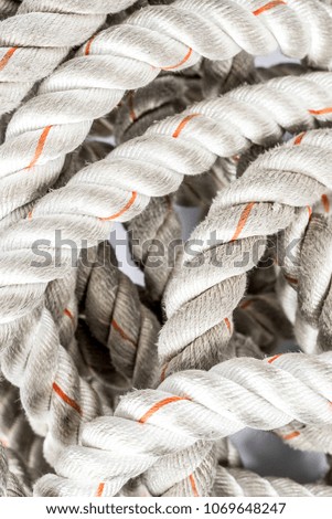 Heavy used anchor rope, ideal for fitness training or workout isolated on white background
