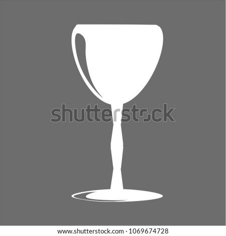 a glass of wine on a gray background icon Royalty-Free Stock Photo #1069674728