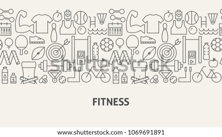 Fitness Banner Concept. Vector Illustration of Line Web Design.