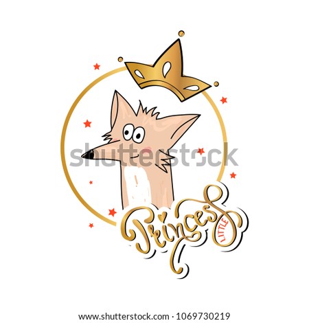 slogan print with  cute fox and lettering Little Princess