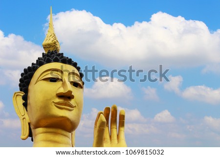 Buddha statue at Wat Salut Temple
,Samutprakarn province, Thailand.