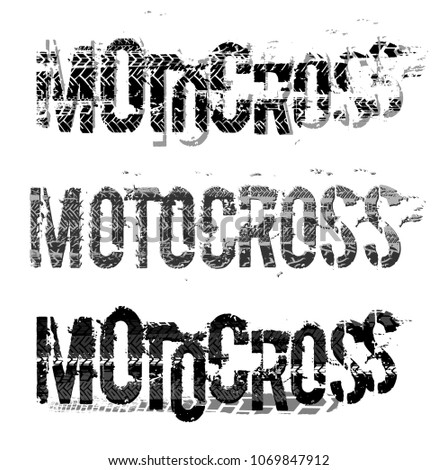 Off-Road grunge moto lettering. Stamp tire word made from unique letters.  Vector illustration useful for poster, print and leaflet design. Editable graphic element in grey colours.