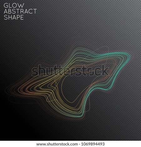 Abstract tangled threads shape isolated on transparent black background. Bright colorful gradient blend creates liquid motion with transparent glow. Energy power plasma with futuristic edge blur 