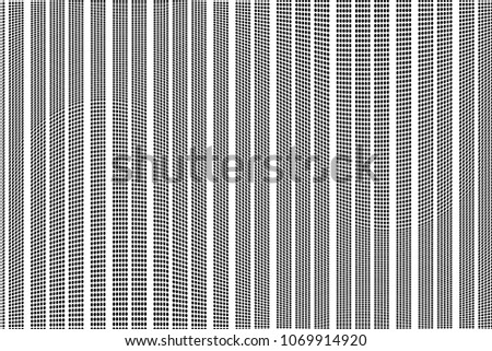 Stripped halftone dots pattern texture background. Black and white pixels. Modern dotted vector illustration. Abstract wavy lines. Points backdrop. Polka dots monochrome pattern