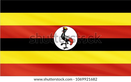 Realistic waving flag of the UGANDA,Fabric textured flowing flag,vector EPS10