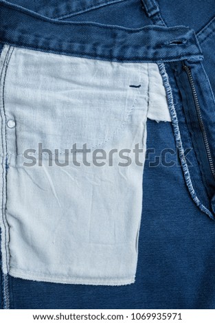 Jeans white pocket and zipper of jeans