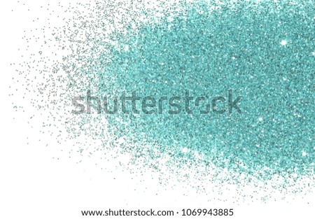 Beautiful blue glitter sparkle on white background, decoration, fashion, holidays