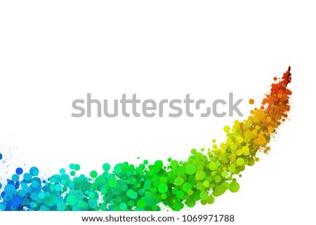 3d rendering. Colorful points form a belt in rainbow color. Isolated with white background.
