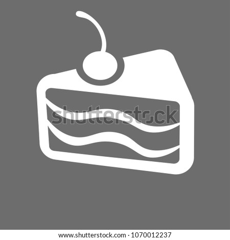 cake with cherry white on black background icon Royalty-Free Stock Photo #1070012237