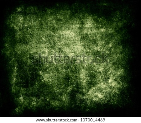 Dark Grunge Green Scratched Texture Background With Frame