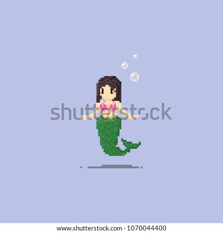 Pixel mermaid.8 bit art.