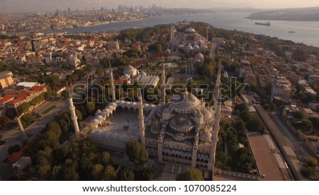Aerial photo of Blue Mosque in Istanbul city. Turkey.