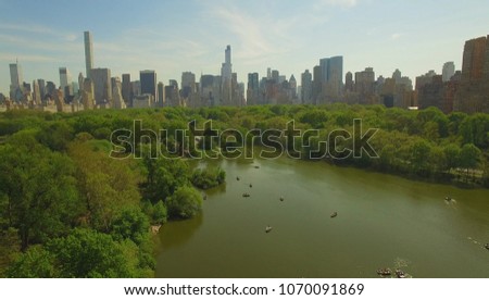 Cental park in New York city. Aerial picture.