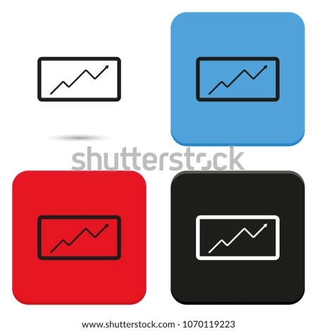Growing graph flat vector icon.