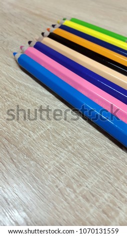 Pencils. Colour pencils. Spread out colored pencils