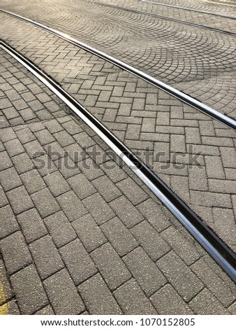 Train tracks on the street