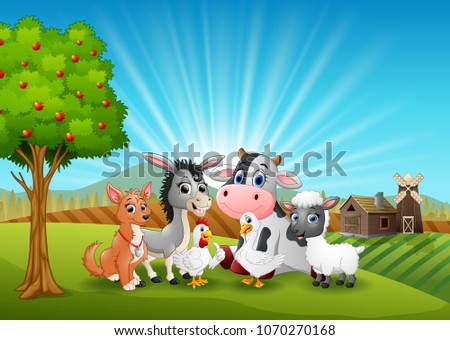 Animals farm relax in the morning