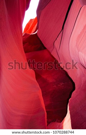 Antelope Canyon in the Navajo Reservation near Page, purple color saturated, Arizona, USA
