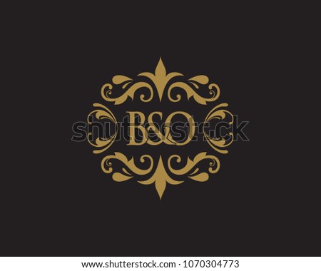 B&O Initial logo. Ornament ampersand monogram golden logo