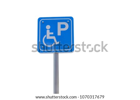 Disabled parking Blue parking sign with  isolated  white background