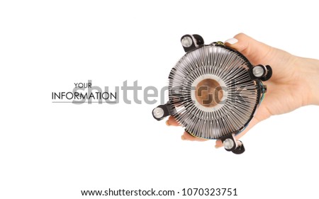 Cooler processor in hand pattern on white background isolation