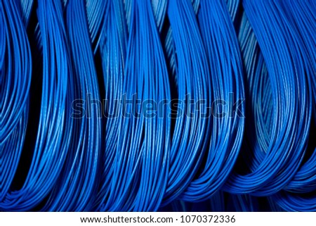 Blue electronic wire or cable in blue box for wiring in electric