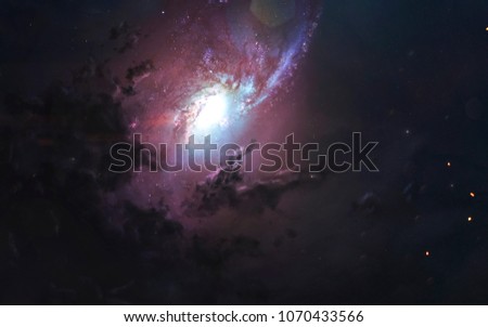 Beautiful spiral galaxy, awesome science fiction wallpaper, cosmic landscape. Elements of this image furnished by NASA