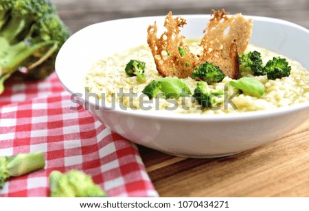Broccoli Risotto topping with broccoli and rye bread grill.