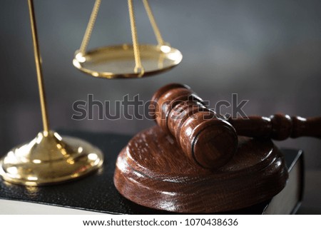 Judge's gavel in courtroom