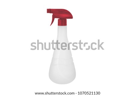 Color plastic spray bottle isolated on white background.