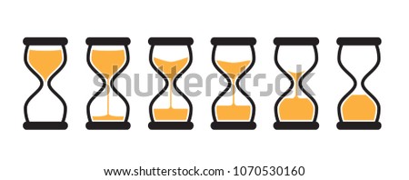 Simple Vector Hourglass Collection. Sand Clocks for Sprite Sheet Animation. Vintage Hourglass Timer Sand as Countdown Illustration Royalty-Free Stock Photo #1070530160