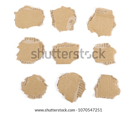 Cardboard scraps isolated on white background