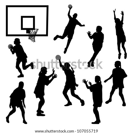 The black female silhouettes playing basketball