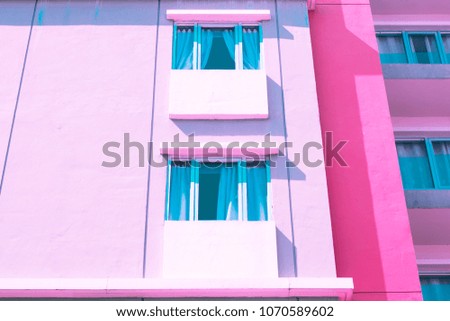 Vintage  building city pastel color creative texture and pattern for design and decoration isolate on background close up