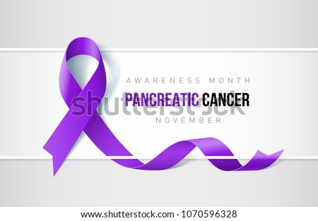 Banner with Pancreatic Cancer Awareness Realistic Ribbon. Design Template for Websites Magazines