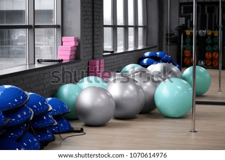 Different fitballs in modern gym