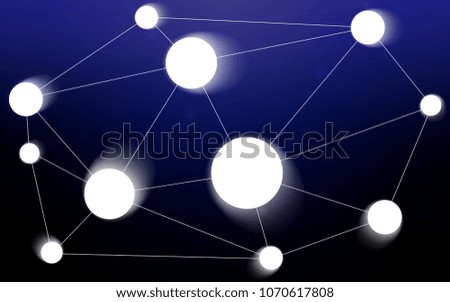 Dark BLUE vector texture with disks, lines. Design with connection of dots and lines on colorful background. Pattern can be used for ads, leaflets.
