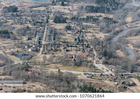 aerial view over the small village