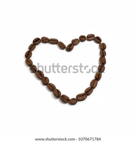 Coffee beans in shape of heart