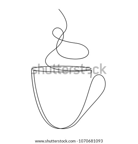 Teacup continuous line. One line tea cup vector illustration.