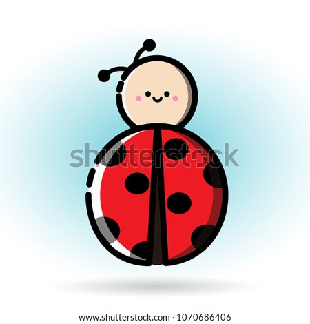 Ladybug on the blue background. Vector, illustration, eps10.