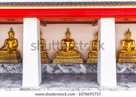 Golden Buddha Statue In Thailand Temple, Wat Thai