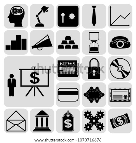  Set of 22 business high quality icons or symbols. Collection. Detailed design. Vector Illustration.