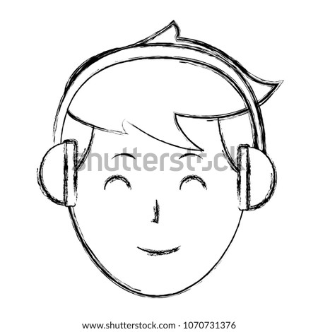 grunge happy avatar man with hairstyle and headphones