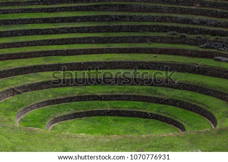 Agricultural terraces of Moray in the Sacred Valley,Peru Royalty-Free Stock Photo #1070776931